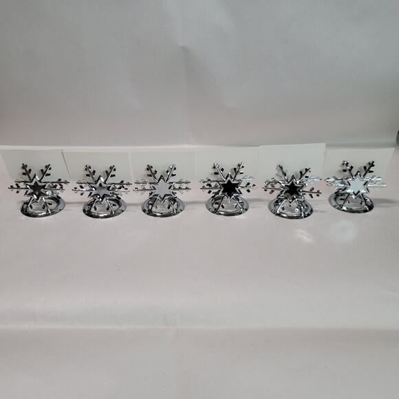 Pier 1 Imports Silver-Tone Six Snowflakes Place Card Holders - Picture 5 of 12